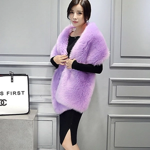 Elegant purple faux fur shawl for women with a fluffy texture and plush long-hair finish