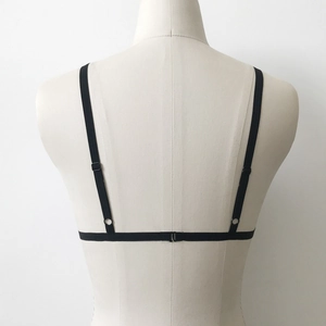 Reggiseno sexy nero con spalline elastiche regolabili e chiusura a gancio sul retro