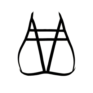 Sexy black minimalist geometric strappy lingerie top with symmetric elastic bandage design