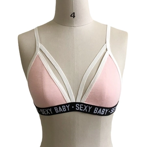 Rosa Sport-Bralette für Damen mit elastischem Sexy Baby Buchstaben-Unterband