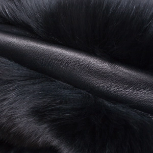 Elegant black faux fur shawl with premium leather splicing texture for formal evening wear