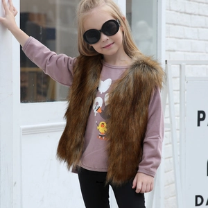 Mädchen Kunstfell Weste Ärmellos Rundhalsausschnitt Herbst Winter Warme Oberbekleidung Jacke Für Kinder Kleinkind Mode Pelzmantel