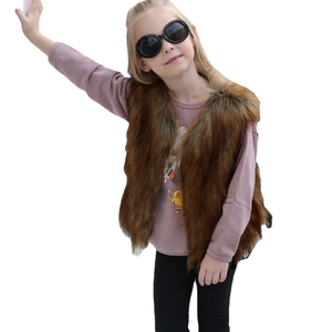 Braune Kunstfellweste für Mädchen Herbst Winter warme ärmellose Pelzjacke Oberbekleidung