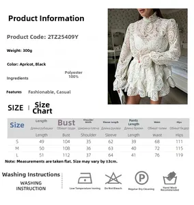Guida alle taglie dettagliata per il set maglia in pizzo beige e gonna con volant