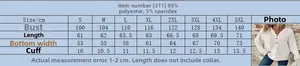 Detailed size chart for women's waffle knit hoodie showing measurements from S to 5XL