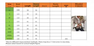 Detailed size chart for women's short cashmere jacket with bust and length measurements