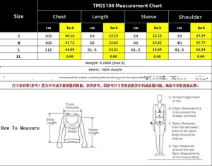 Detailed size chart for women's heart jacquard sweater showing measurements from S to XL