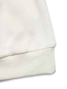 Detailed macro view of the ribbed cuffs and thick cotton fabric texture on sweatshirt
