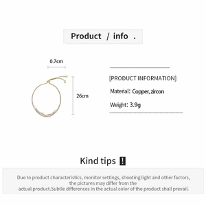 Detailed size chart of 18k gold plated flower bracelet with purple zircon dimensions