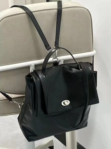 Korean Style Niche Oil Wax PU Leather Backpack Fashion Silver Black White Large Capacity Women Travel Commute School Bag