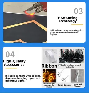 Détails du processus de coupe thermique du drapeau de jardin et kit d'accessoires avec lampes LED