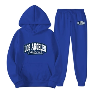 Abbigliamento Sportivo Uomo Top E Pantaloni Felpa Con Cappuccio E Joggers Con Stampa Los Angeles Caldo Pile Loungewear