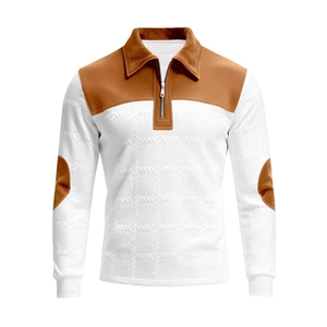 Polo en maille à manches longues pour hommes avec demi-zip et design bicolore