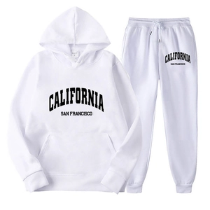Survêtement blanc California San Francisco avec sweat à capuche et pantalon de jogging