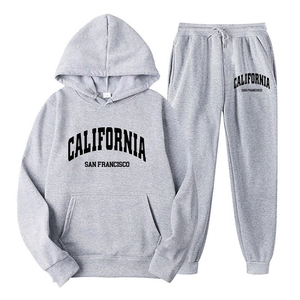 Homme California San Francisco Lettre Impression Sweat à Capuche Et Pantalon De Jogging Top And Bottom Décontracté Polaire Manches Longues Survêtement