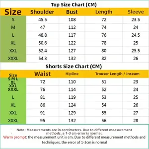 Umfassende Größentabelle für Herren 3D-Druck Sommerhemd und Shorts Strandset Outfits