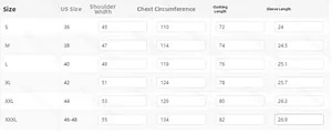 Detailed size chart for men's casual short sleeve shirt showing US sizes and measurements