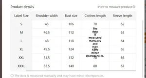 Detailed size guide for men's long sleeve polo shirt showing measurements from S to XXXL
