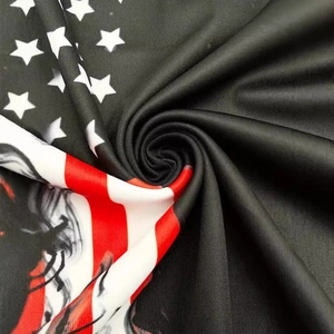 Macro shot of high-elasticity fabric with vivid American flag stars and stripes print