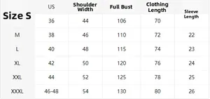 Size chart for men's camouflage polo shirt showing US sizes from S to XXXL with measurements