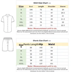 Guide des tailles pour ensemble polo manches courtes et short homme avec mesures en cm