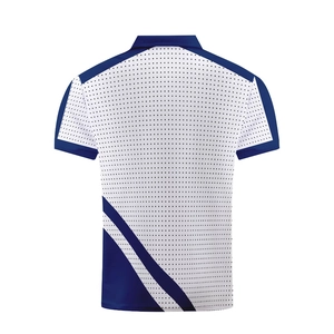 Men's 3D print breathable quick-dry polo shirt with polka dots and blue contrast back view