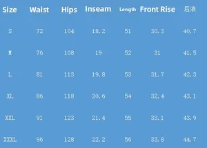 Detailed size chart for men linen beach cargo shorts showing waist and hip measurements