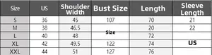 Detailed size guide table for men's summer short sleeve Hawaii beach shirt and shorts set