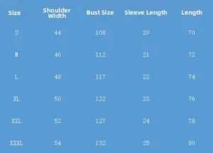 Detailed size chart for men's cotton linen shirt with measurements in cm for S to 3XL
