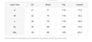 Size chart showing waist, hip, and inseam measurements for men's fashion summer shorts