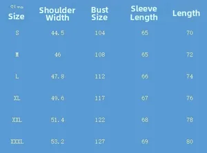 Detailed size chart for men's jacquard polo shirt and trousers set with measurements