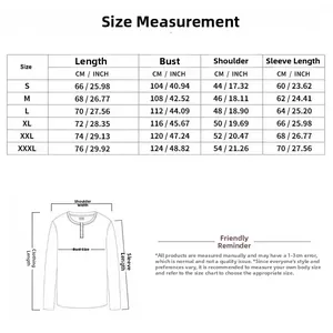 Tableau des tailles détaillé pour survêtement homme avec mesures en CM et pouces S-3XL
