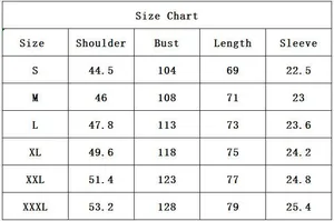 Detailed size chart for men's polo shirt showing shoulder, bust, length and sleeve in cm