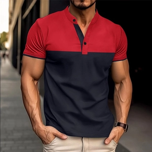 Polo homme coupe ajustée avec design contrasté en rouge et bleu marine élégant