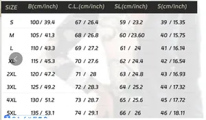 Detailed size chart for women's long sleeve button shirt ranging from size S to 5XL