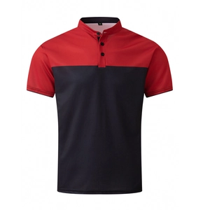 Polo homme à manches courtes rouge et noir avec col officier au design bicolore
