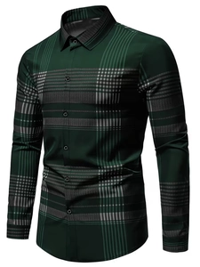 Detailed view of dark green men shirt with gray white matrix grid pattern texture