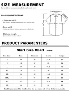 Detailed men's slim fit shirt size chart with measurements from size S to 5XL in centimeters