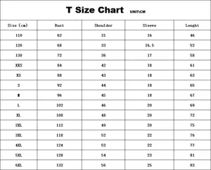 Detailed size chart for men's Hawaiian vest with measurements for kids and adult 6XL sizes
