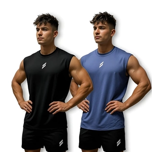 Men Sport Sleeveless Tank Top And Shorts Athletic Fitness Gym Wear Quick Dry Polyester Casual Outfit