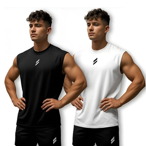Men's 2-pack Hawaiian vacation 3D printed tank tops and shorts set in black and white