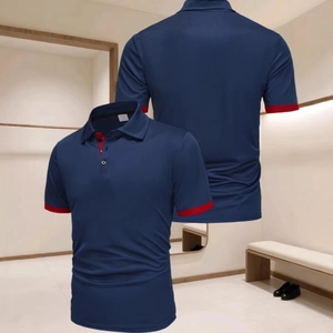Polo Décontracté à Manches Courtes pour Hommes Respirant en Polyester Bordure Contrastée Haut de Golf Mode Sportif Vêtements d'Été