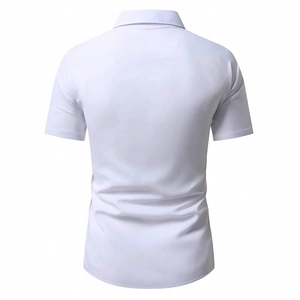 Men's casual white short-sleeve polo shirt featuring a classic collar and back view display