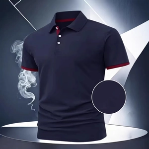 Men Casual Short Sleeve Polo Shirt Contrast Trim Pique Breathable Lapel Top For Summer Sports Fashion Polo