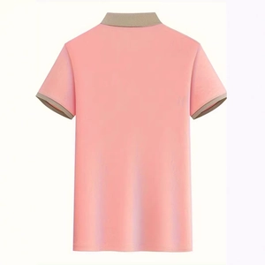 Polo à manches courtes pour homme rose corail avec finitions en maille grise au col