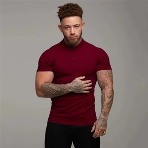 Polo da uomo slim fit a maniche corte color bordeaux con trama di alta qualità