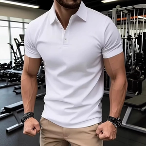 Men's Short Sleeve Polo Shirt Slim Fit Solid Color Breathable Pique Top For Sporty Casual Daily Wear Gym Fitness
