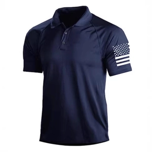 Men's Short Sleeve Polo Shirt 3D Digital USA Flag Printed Tactical Golf Shirt Quick Dry Breathable Casual Patriotic Top