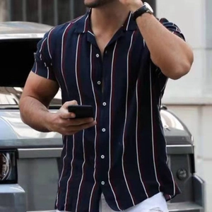 Men's Casual Short Sleeve Shirt 3D Digital Pattern Print Lapel Button Down Breathable Summer Fashion Top For Young Men