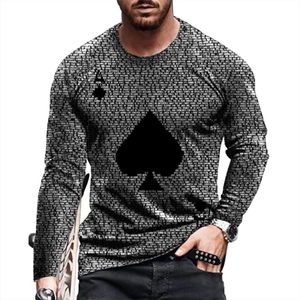 Men's long sleeve T-shirt with Ace of Spades graphic and all-over street style print